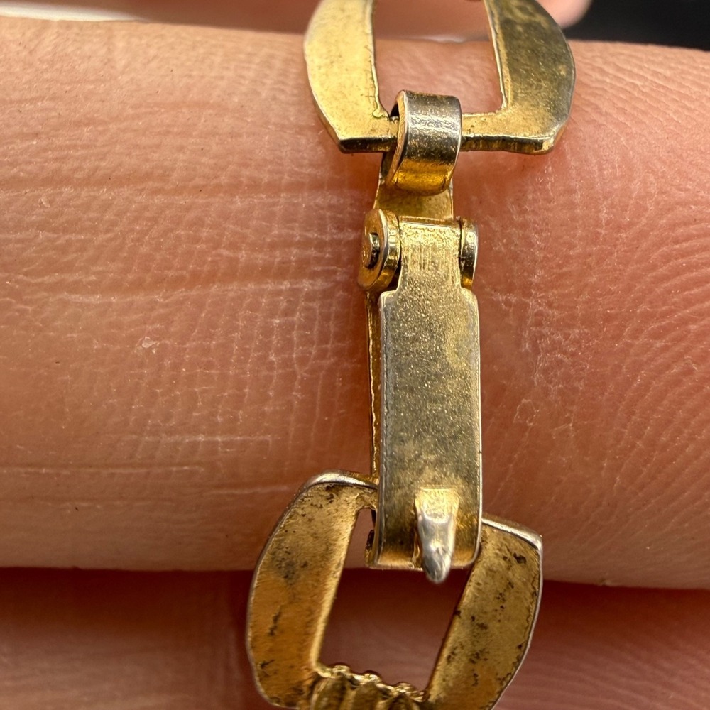 Vintage Equestrian Bracelet Essex Gold Tone Horse Bit 7" - Picture 7 of 11